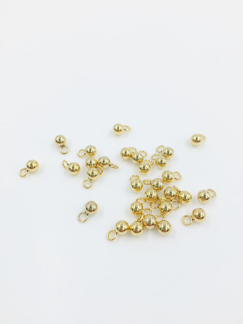 10 x Tiny 18K Gold Plated Stainless Steel Ball Charms, 4x7mm (1425)