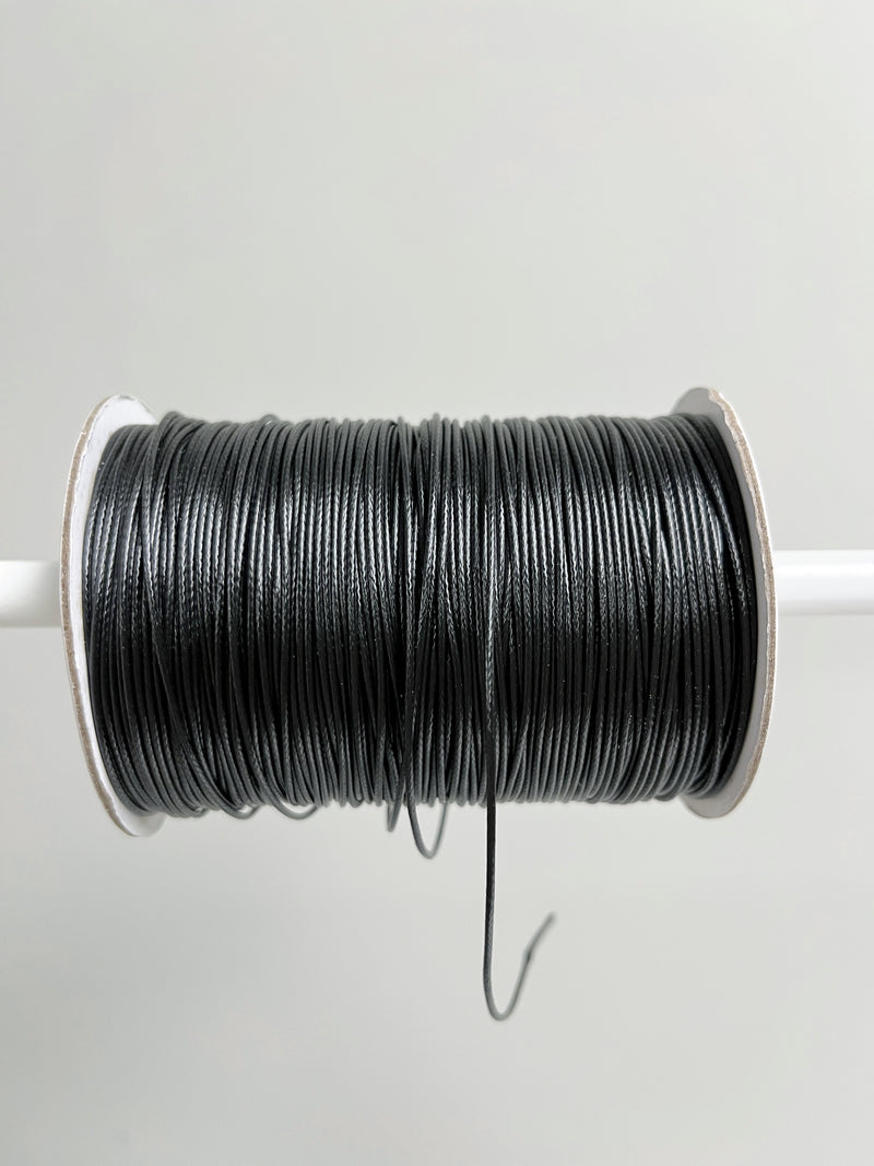 Black Waxed Polyester Cord, 1mm Silk Cord (R5)