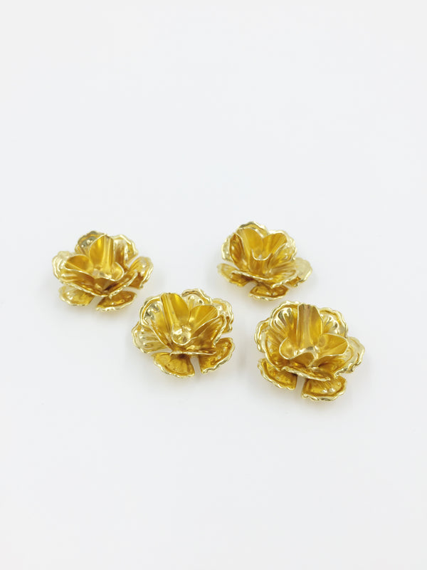 5 x Gold Brass Multipetal Flower Beads, 22mm