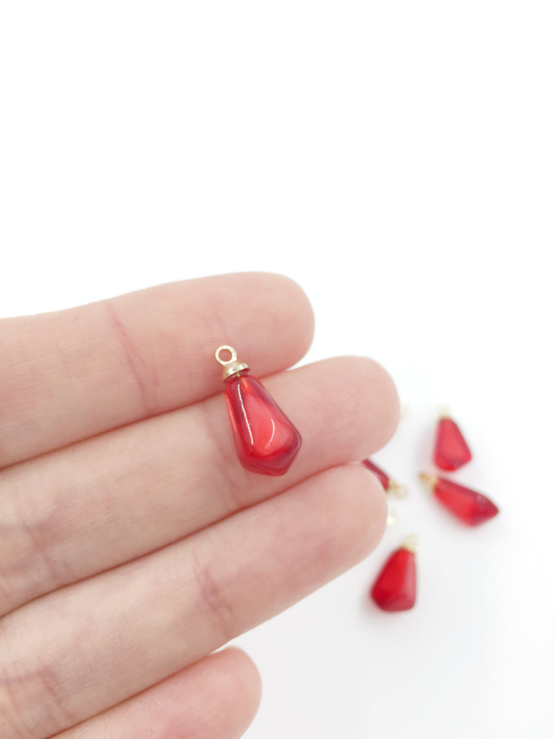 4 x Bright Red Resin Pomegranate Seed Charms, 16x8mm