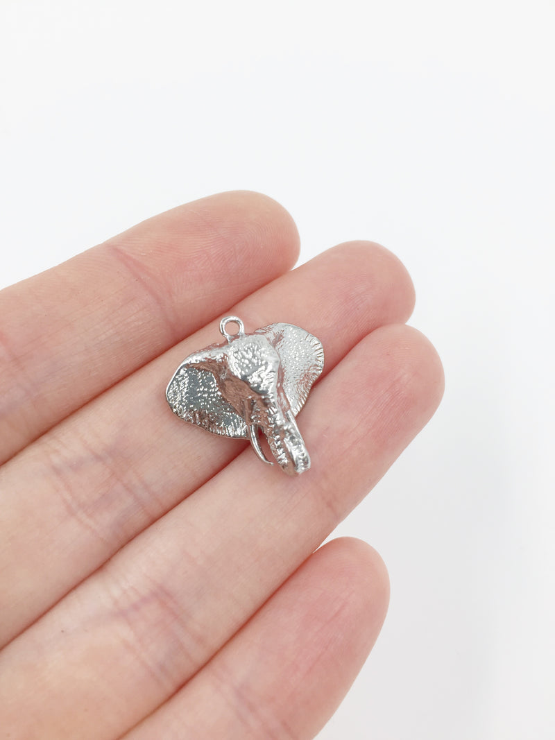 1 x Platinum Plated Elephant Pendant, 20mm