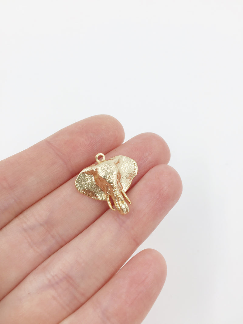 1 x 18K Gold Plated 3D Elephant Pendant, 20mm