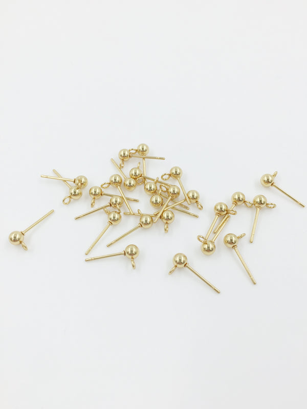 10 pairs x Gold Stainless Steel 4mm Ball Earring Studs (1279)