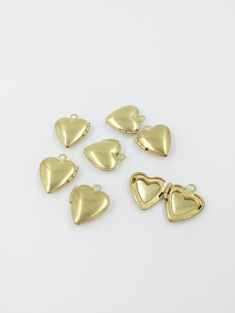 5 x Raw Brass Heart Locket Pendants, 19x13mm (1139)