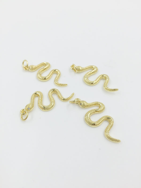 1 x 18K Gold Plated Snake Pendant, 28x12.5mm (1348)