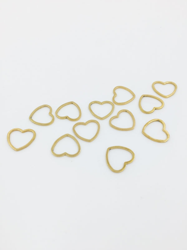 6 x Gold Plated Stainless Steel Heart Jewellery Connectors, 11x12mm (1350)