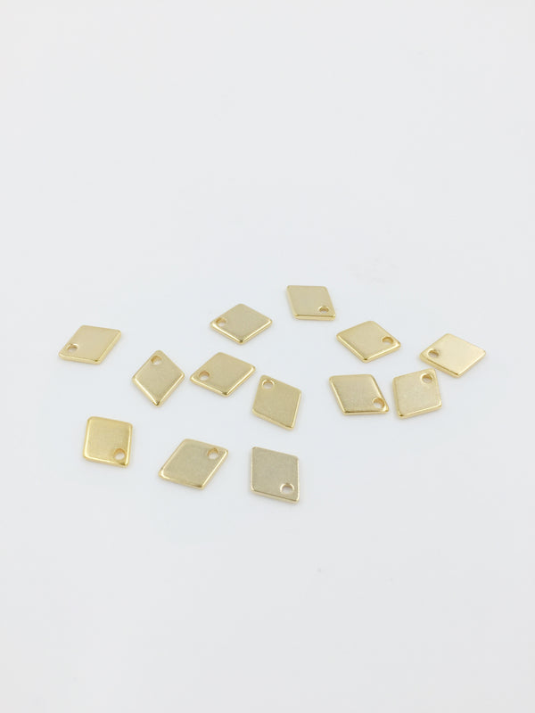 10 x Gold Plated Stainless Steel Tiny Rhombus Charms, 9x7.5mm (1352)