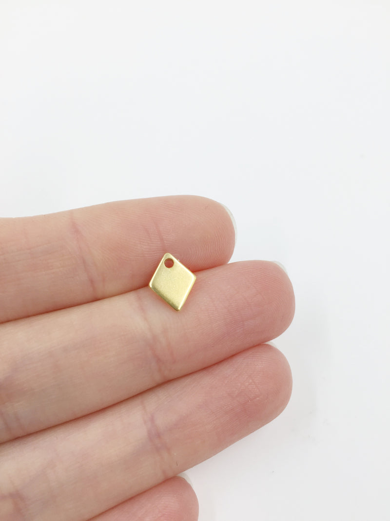 10 x Gold Plated Stainless Steel Tiny Rhombus Charms, 9x7.5mm (1352)