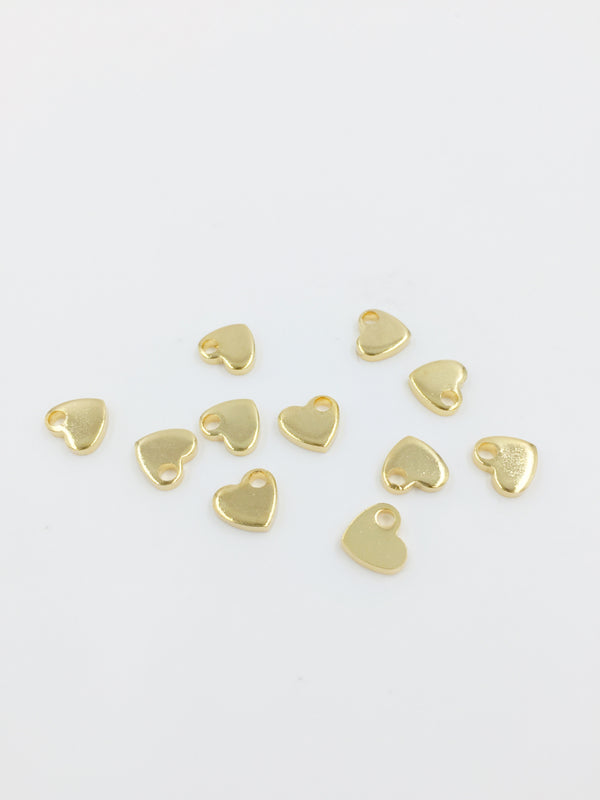 10 x Gold Plated Stainless Steel Tiny Heart Charms, Stamping Blanks, 7mm (1355)