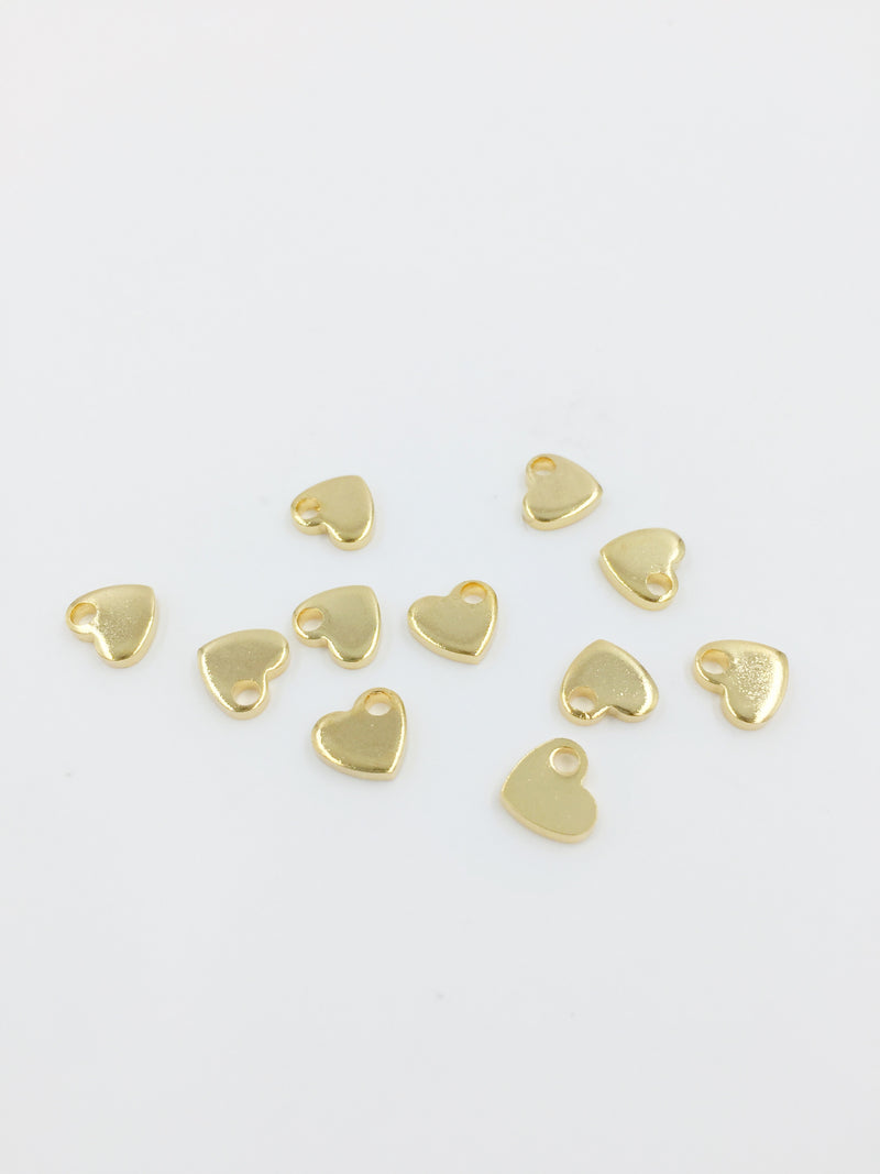 10 x Gold Plated Stainless Steel Tiny Heart Charms, Stamping Blanks, 7mm (1355)