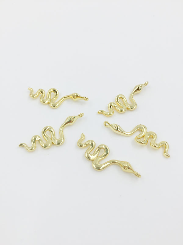 1 x 18K Gold Plated Snake Pendant, 28x10mm (1356)