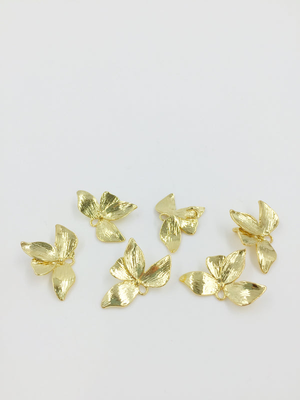 2 x 18K Gold Plated Brass Flower Connectors, 14x20mm (0545G)