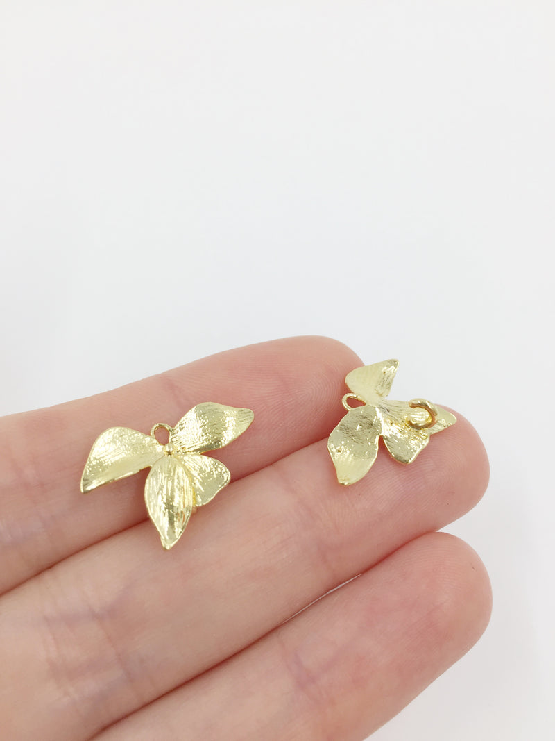 2 x 18K Gold Plated Brass Flower Connectors, 14x20mm (0545G)