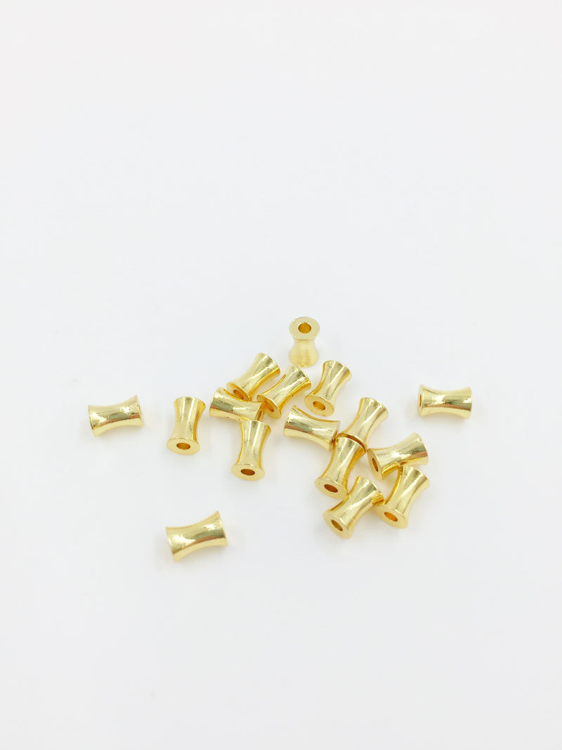 10 x 18K Gold Plated Brass Tube Spacer Beads, 6x4mm (2082G)