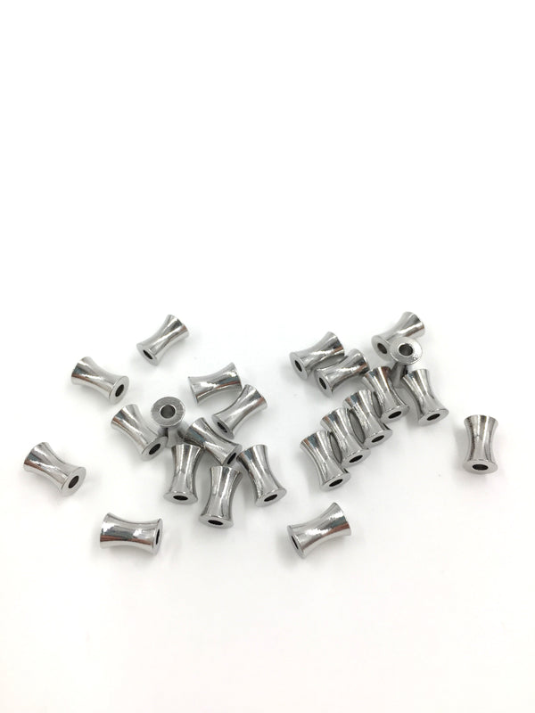 10 x Platinum Plated Brass Tube Spacer Beads, 6x4mm (2082S)