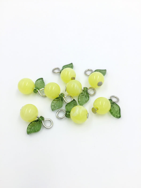 10 x Handmade Gooseberry Charms with Silver Loops, 15x12mm (4061)
