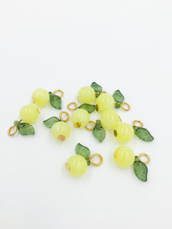 10 x Handmade Gooseberry Charms with Gold Loops, 15x12mm (4062)