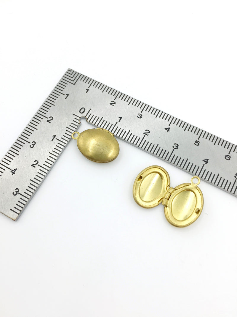 5 x Tiny Brass Oval Locket Pendants Blanks, 16x11mm