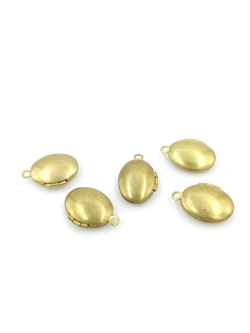 5 x Tiny Brass Oval Locket Pendants Blanks, 16x11mm