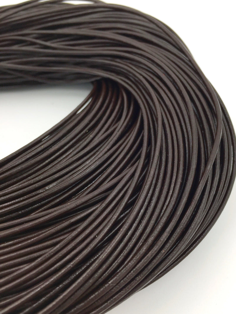 1mm/1.5mm Genuine Leather Cord, Round, Dark Brown Colour