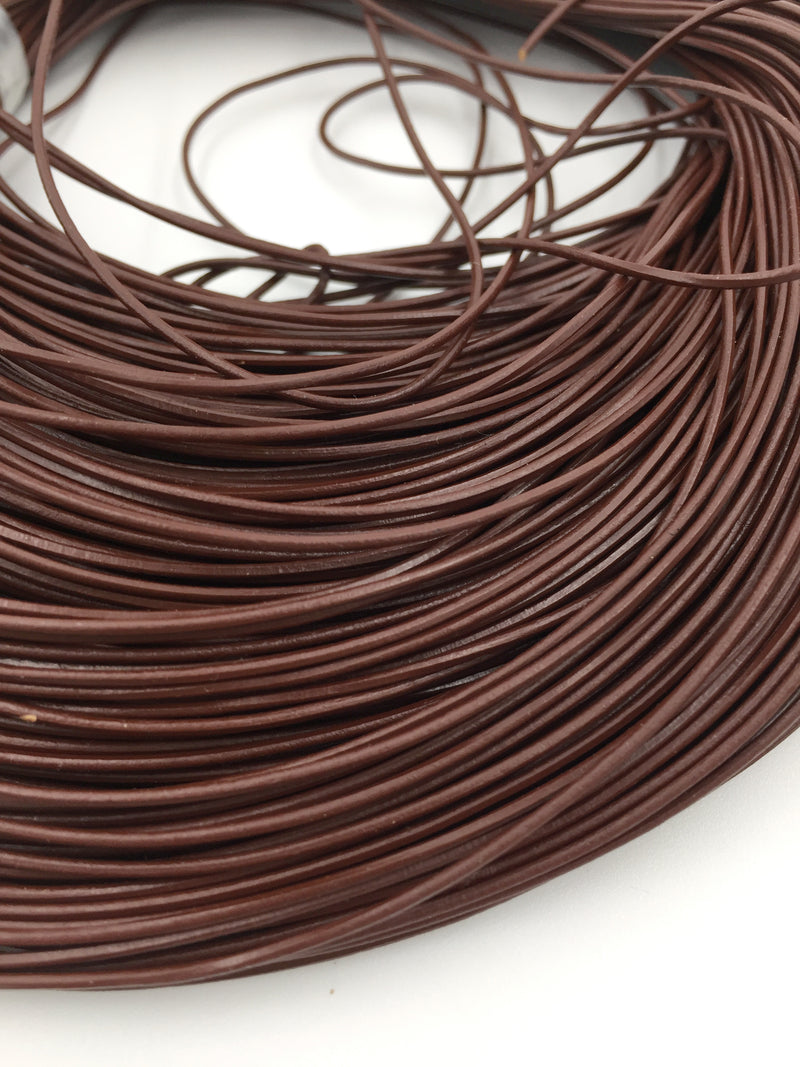 1mm/1.5mm/2mm Genuine Leather Cord, Round, Brown Colour