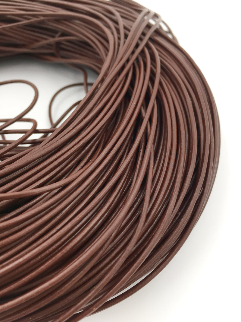 1mm/1.5mm/2mm Genuine Leather Cord, Round, Brown Colour