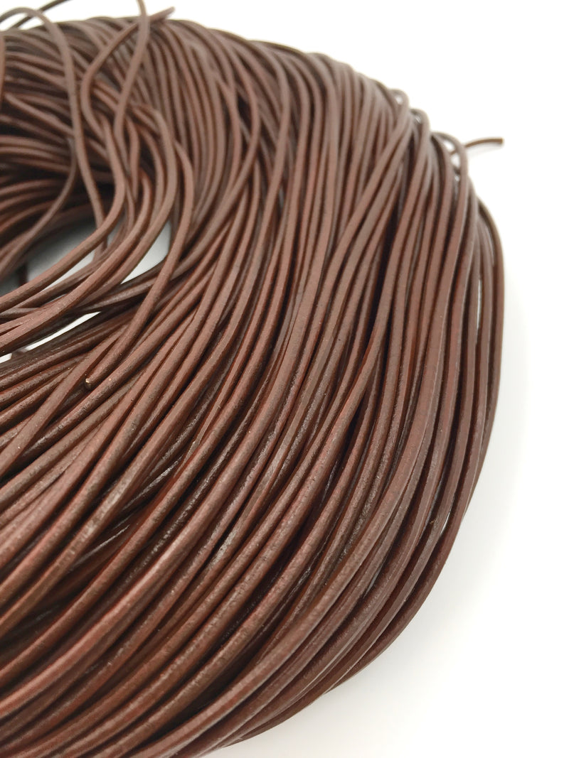 1mm/1.5mm/2mm Genuine Leather Cord, Round, Brown Colour