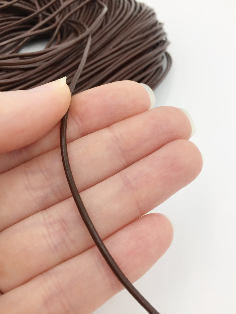 1mm/1.5mm/2mm Genuine Leather Cord, Round, Brown Colour