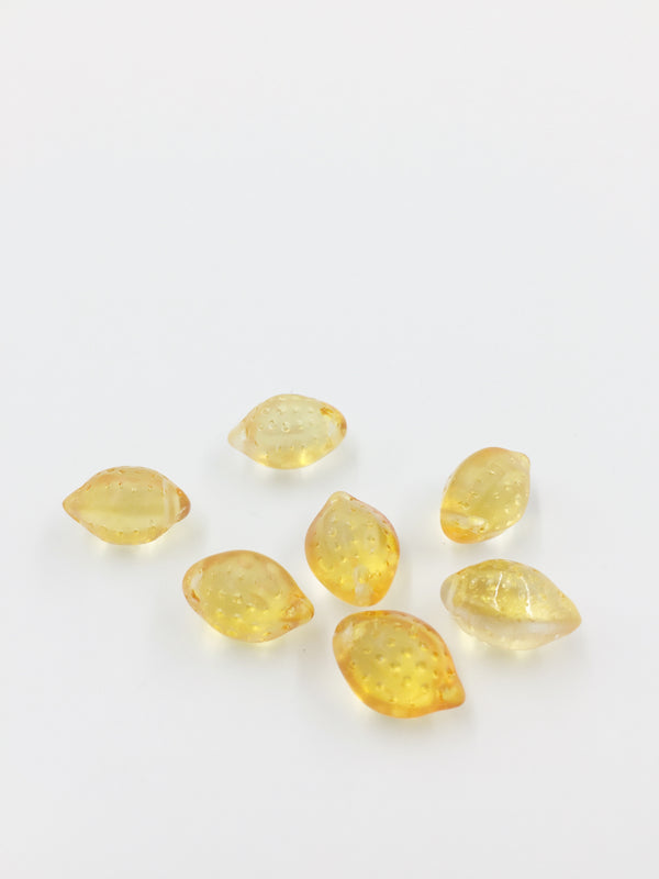 4 x Orange to Yellow Glass Lemon Beads, 9.5x14.5mm