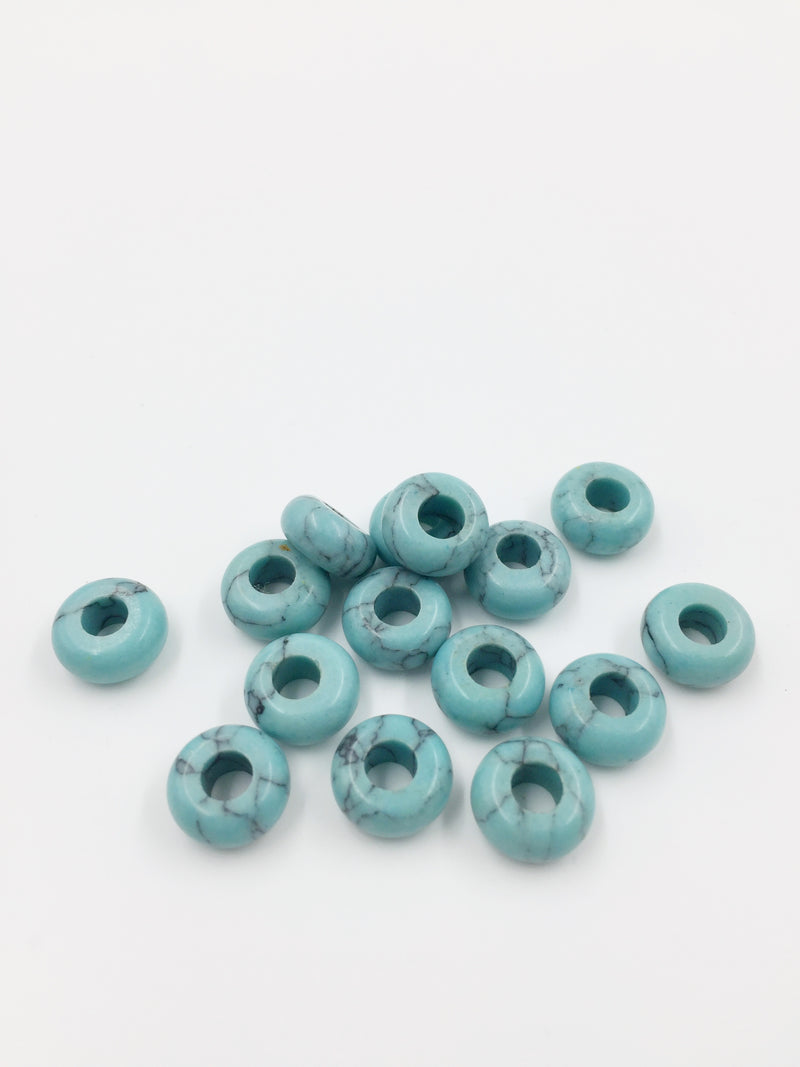 2 x Pale Turquoise Gemstone Donut Beads, 10mm