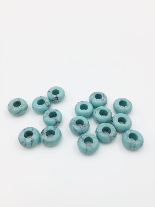 2 x Pale Turquoise Gemstone Donut Beads, 10mm