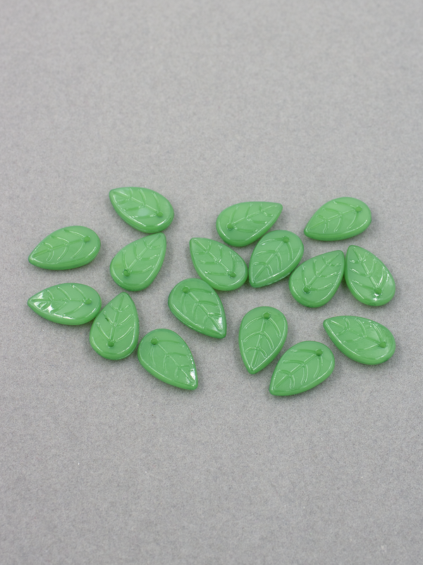 40 x Green Jade Imitation Leaf Beads, 18x12mm Lucite Leaf Charms (3186)