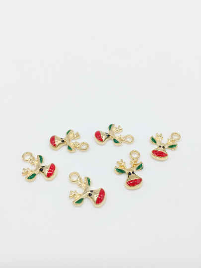 6 x Enamelled Reindeer Head Charms, 18x12mm (2760)