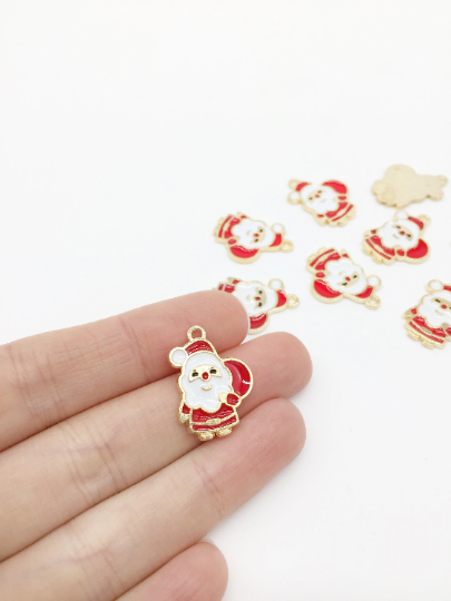 6 x Enamelled Santa Claus Charms, 23x17mm (2765)