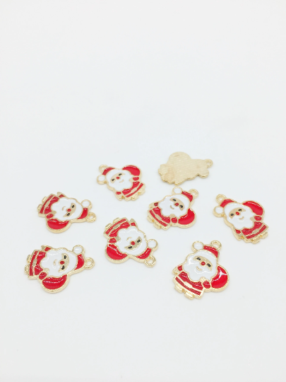 6 x Enamelled Santa Claus Charms, 23x17mm (2765)