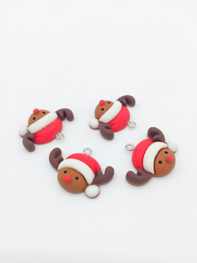 1 x Resin Cute Rudolph Reindeer Charm (3365)