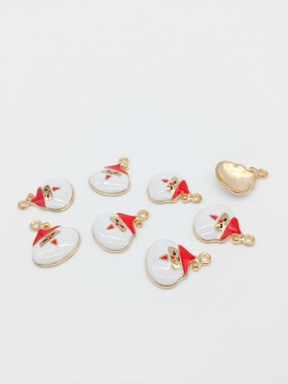 4 x Enamel Coated Metal Santa Claus Charms, 20x17mm (2908)