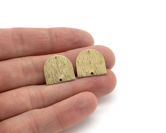 4 x Textured Raw Brass Arch Connectors, 16x17mm (C0482)