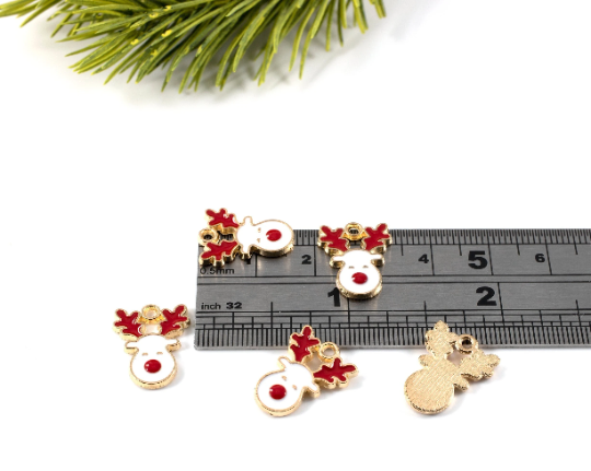 6 x Enamel Coated Reindeer Charms, Christmas Rudolph Charms, 17x12mm (2896)