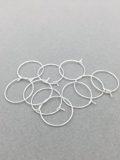 5 pairs x Silver Plated Stainless Steel Beadable Earring Hoops, 20mm (3757)