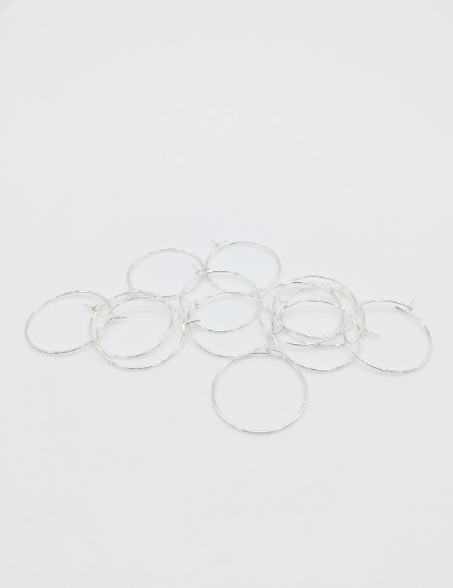 5 pairs x Silver Plated Stainless Steel Beadable Earring Hoops, 20mm (3757)