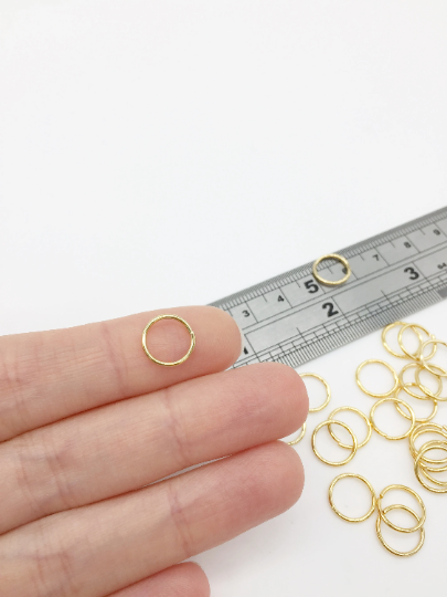 40 x 24K Gold Plated Stainless Steel Jump Rings, 18 Gauge, 10x1mm (3777)