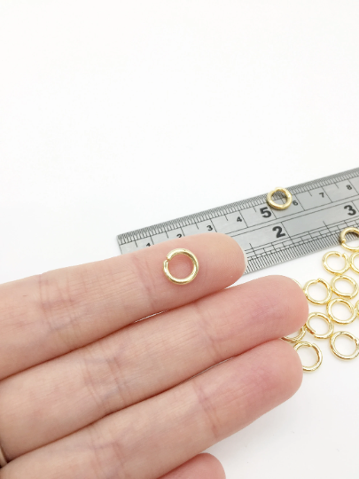 40 x 24K Gold Plated Stainless Steel Jump Rings, 8x1.5mm (3783)