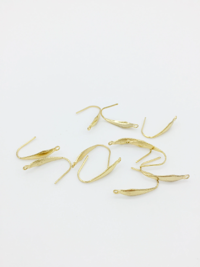 4 pairs x Gold Plated Stainless Steel Fish Hook Earring Blanks, 19x4.5mm (3800)