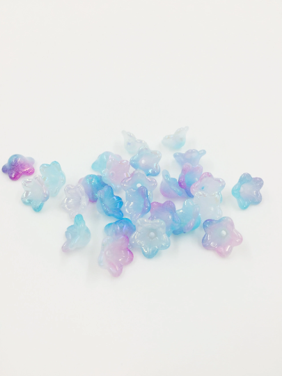 20 x AB Mermaid Tones Acrylic Trumpet Flower Beads, 13mm