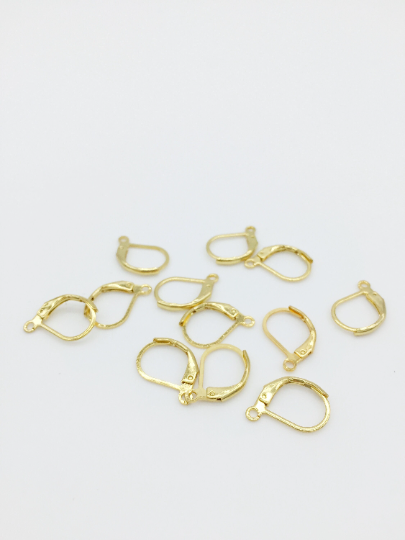 4 pairs x 24K Gold Plated Stainless Steel Leverback Earring Blanks, 15x10mm (3801)