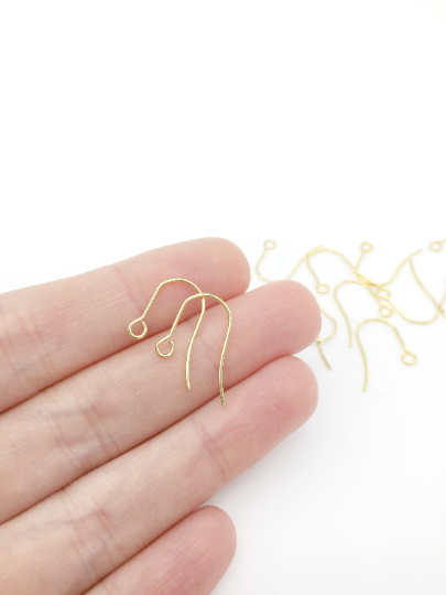 100pcs x 18K Gold Plated Stainless Steel Earring Hooks, 20x15mm (3850)