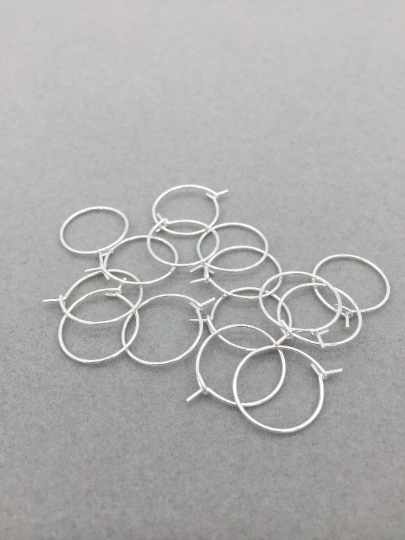 5 pairs x 925 Sterling Silver Plated Stainless Steel Hoop Earring Wire, 15mm (3758)