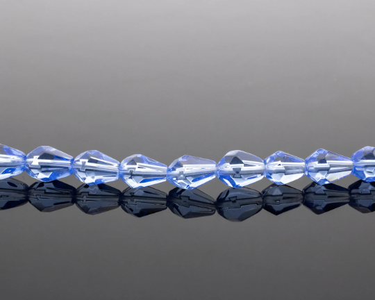 1 strand x 7x10mm Cornflower Blue Smooth Faceted Teardrop Crystal Beads, 35cm/42 Beads (3482)