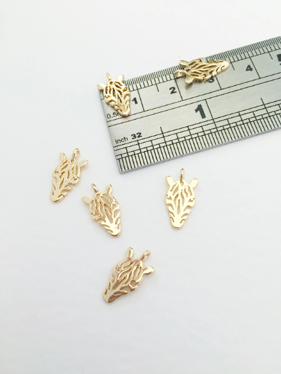 2 x 18K Gold Plated Brass Zebra Charms, 15x8mm (0263)